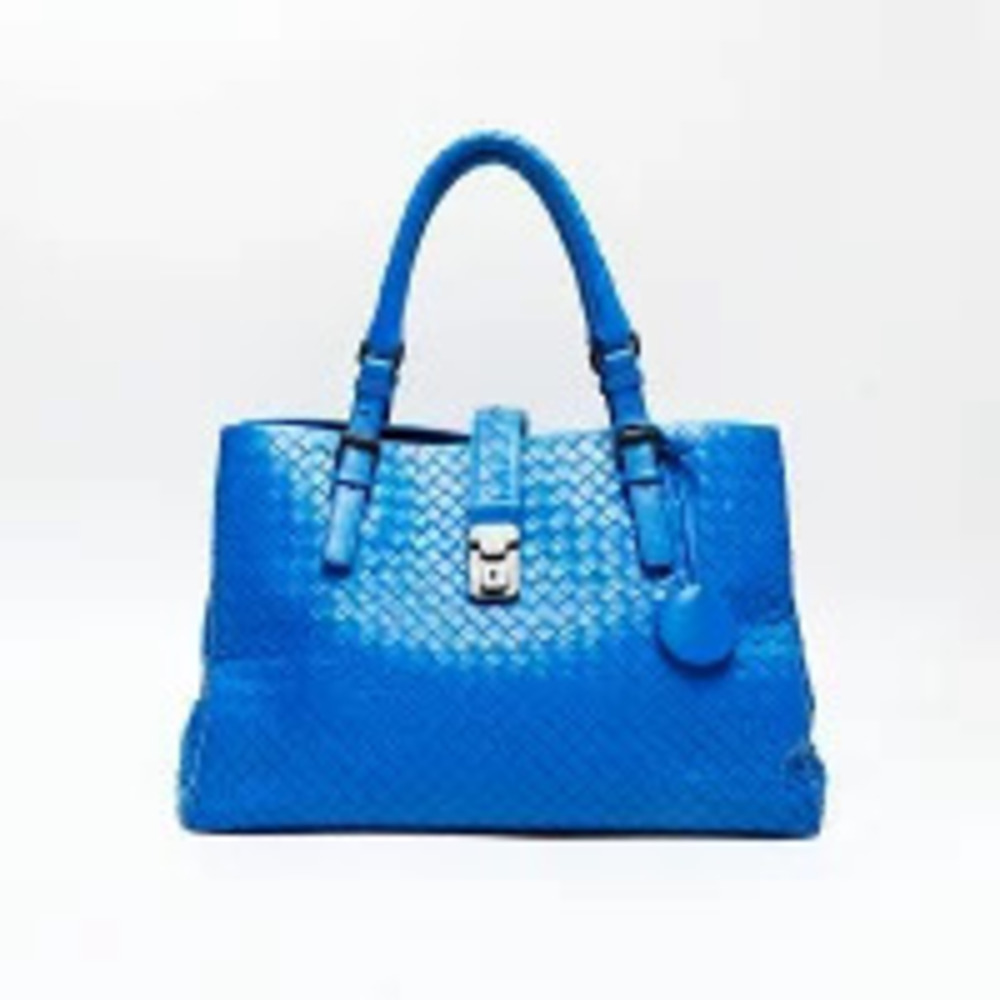 Bottega Veneta Roma Intrecciato Handbag Blue